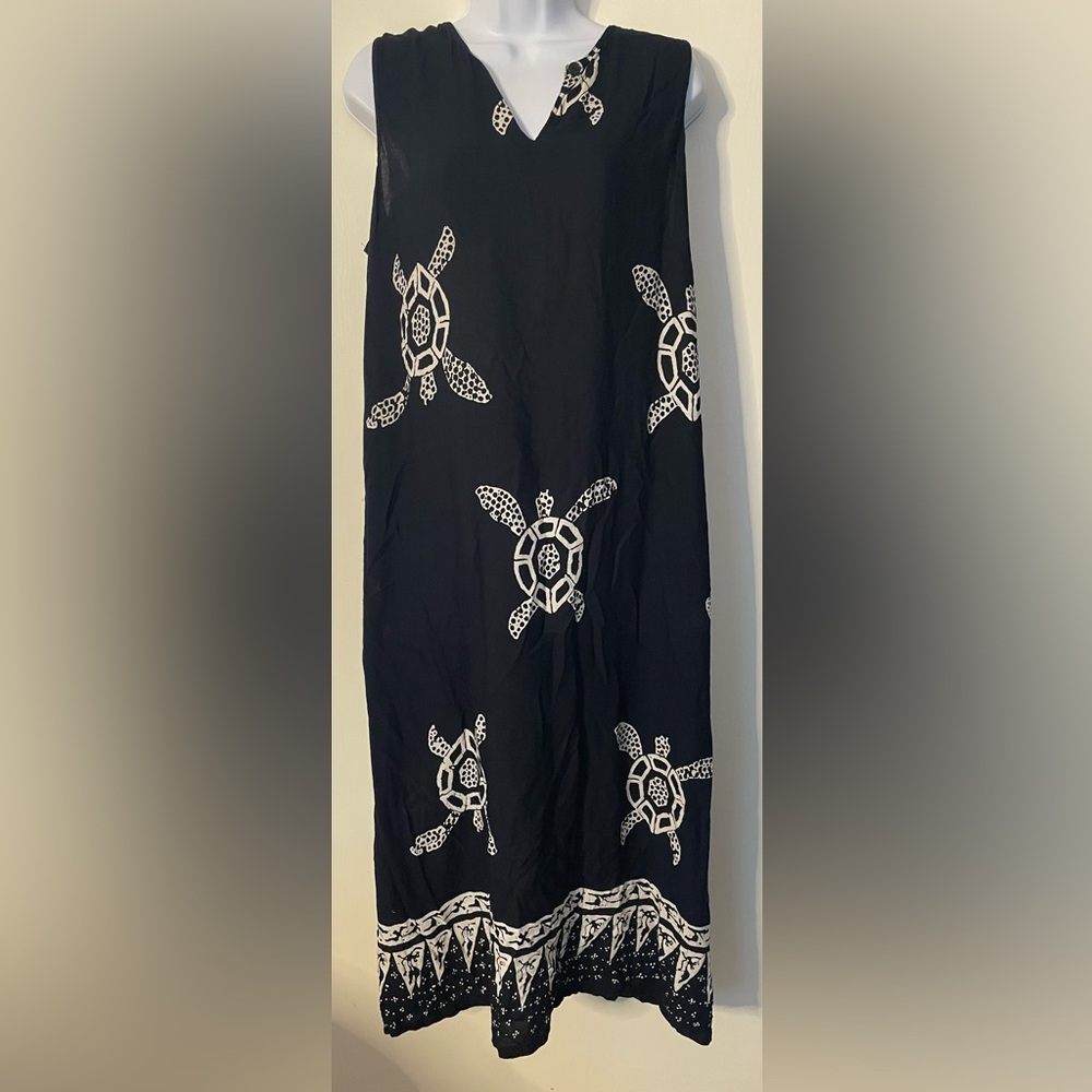 Maxi Dress with Sea Turtle Pattern